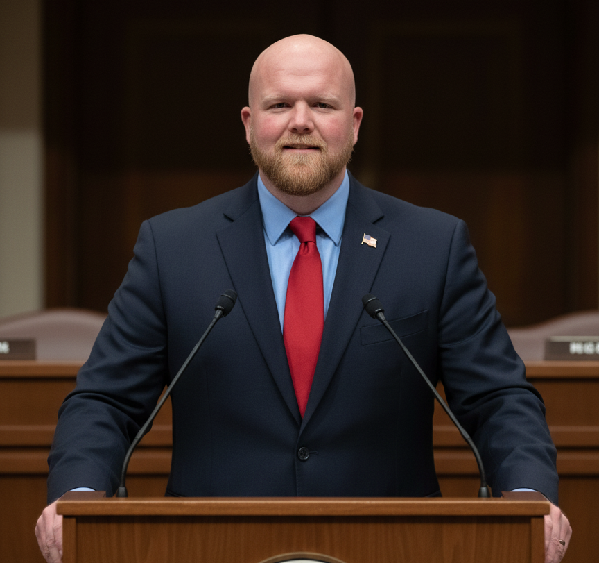 Rudy Arnold speaking at a podium